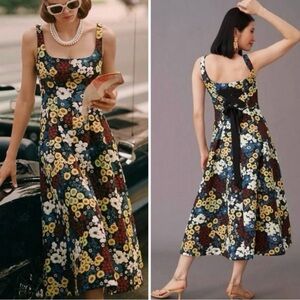 Anthropologie Maeve Marigold Floral Midi Dress size 4
